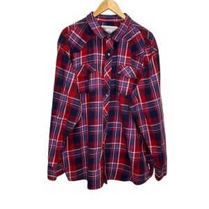 Windriver Red Plaid Button Down Shirt 100% Cotton Size 2XL​
